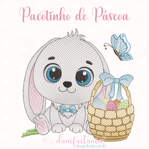 PACOTINHO DA MATRIZES DE PÁSCOA DANI FAITANIN - COELHO COM CESTINHA DE OVOS
