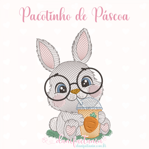 PACOTINHO DA MATRIZES DE PÁSCOA DANI FAITANIN - COELHO TOMANDO SUCO DE CENOURA