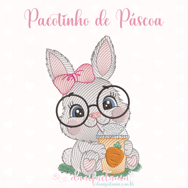 PACOTINHO DA MATRIZES DE PÁSCOA DANI FAITANIN - COELHA TOMANDO SUCO DE CENOURA