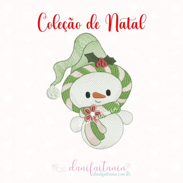 MATRIZ DE BORDADO NATAL EXCLUSIVA DANI FAITANIN COM RENA, PAPAI NOEL, MAMÃE NOEL, BONECO DE GENGIBRE, PINGUIM, BONECO DE NEVE ARVORE DE NATAL