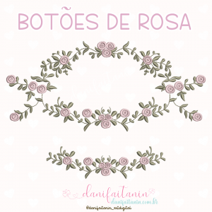 matriz de bordado de flores botões de rosas