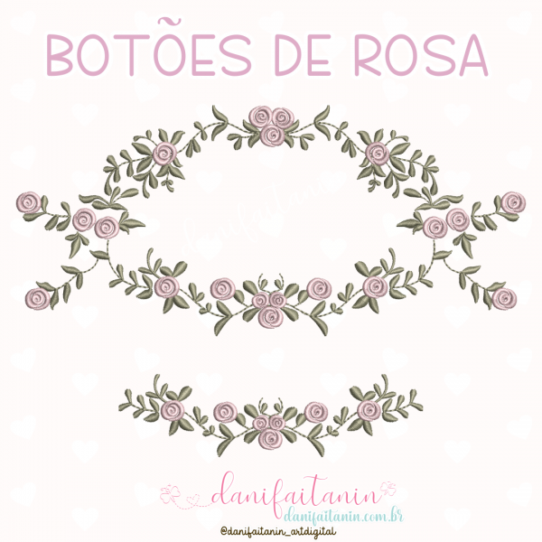 matriz de bordado de flores botões de rosas