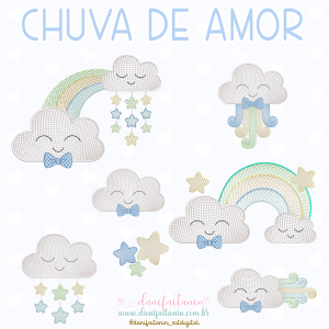 matriz de bordado nuvem chuva de amor menino